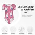 thumbnail image 6 of Rateoe Rabbit Holding Flowers Printed Women Rash Guard Short Sleeve,Tummy control Swimsuit Surfing Swimsuit Bathing Suit Short-sleeved Onesie UPF 50+, 6 of 6