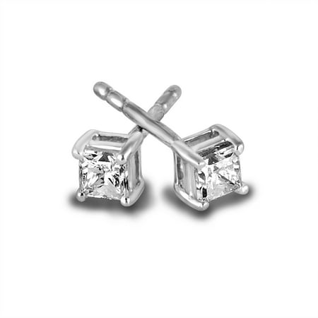 3/8 Carat T.W. Princess Diamond Sterling Silver Stud Earrings