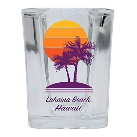 

R and R Imports Lahaina Beach Hawaii Souvenir 2 Ounce Square Shot Glass Palm Design
