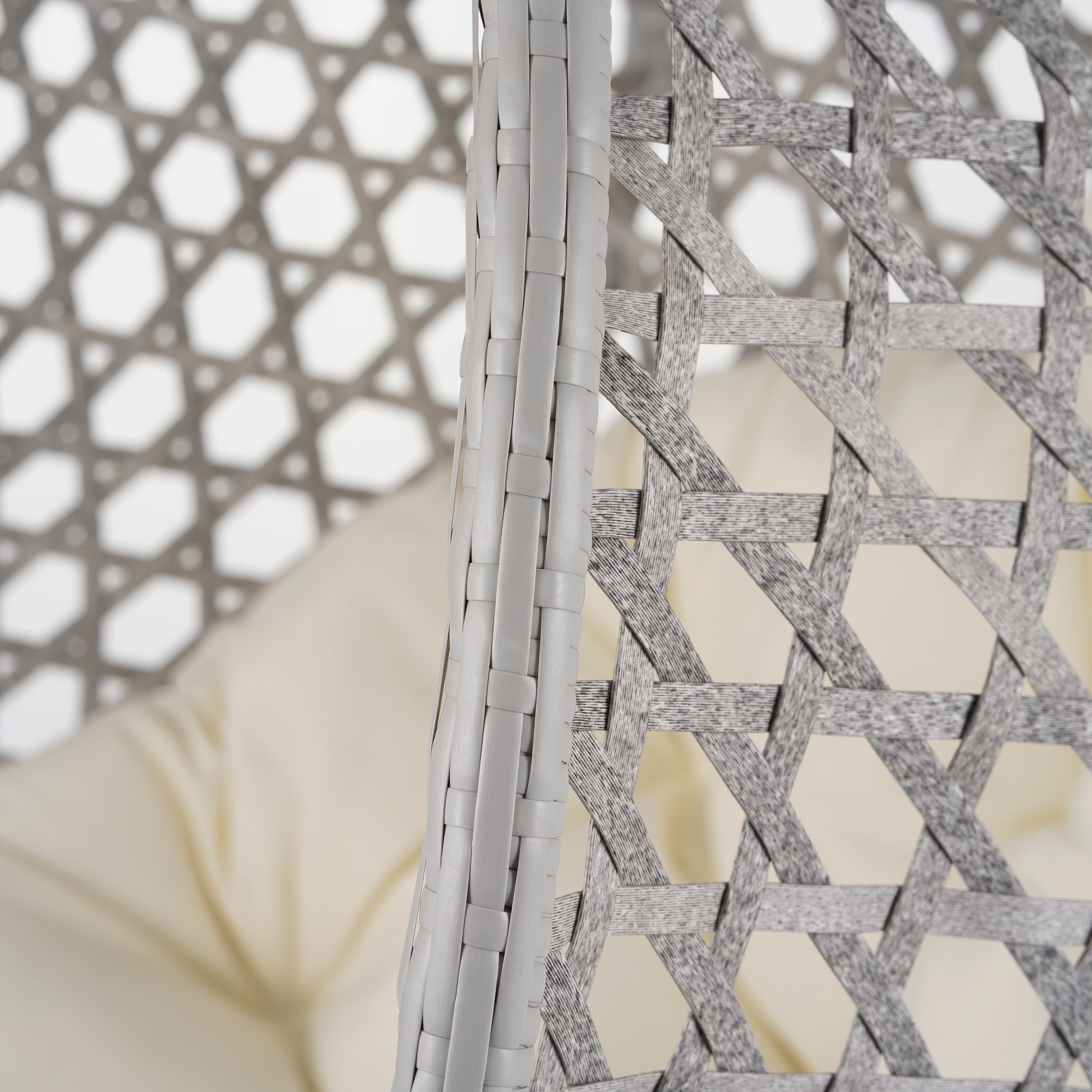 Woven Hanging Egg Chair With Stand, Sturdy Outdoor Swing Chair for Balcony Bedroom, Light Brown