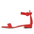 thumbnail image 2 of YDN Women Round Open Toe Ankle Strap Sandals Low Chunky Heels with Buckle Elegant Dressy Party Daily Shoes Size 7 Red, 2 of 4
