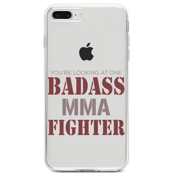 DistinctInk Clear Shockproof Hybrid Case for iPhone 7 PLUS / 8 PLUS (5.5" Screen) TPU Bumper Acrylic Back Tempered Glass Screen Protector - You're Looking at One Badass MMA Fighter