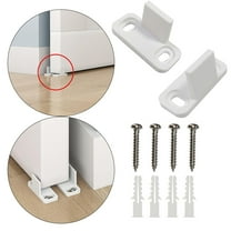 2 Pieces Durable Sliding Barn Door Floor Guides Bottom Floor Mounted Part Clip L Guide Hardware W/ Screws Wood Door White for Cabinet Closet