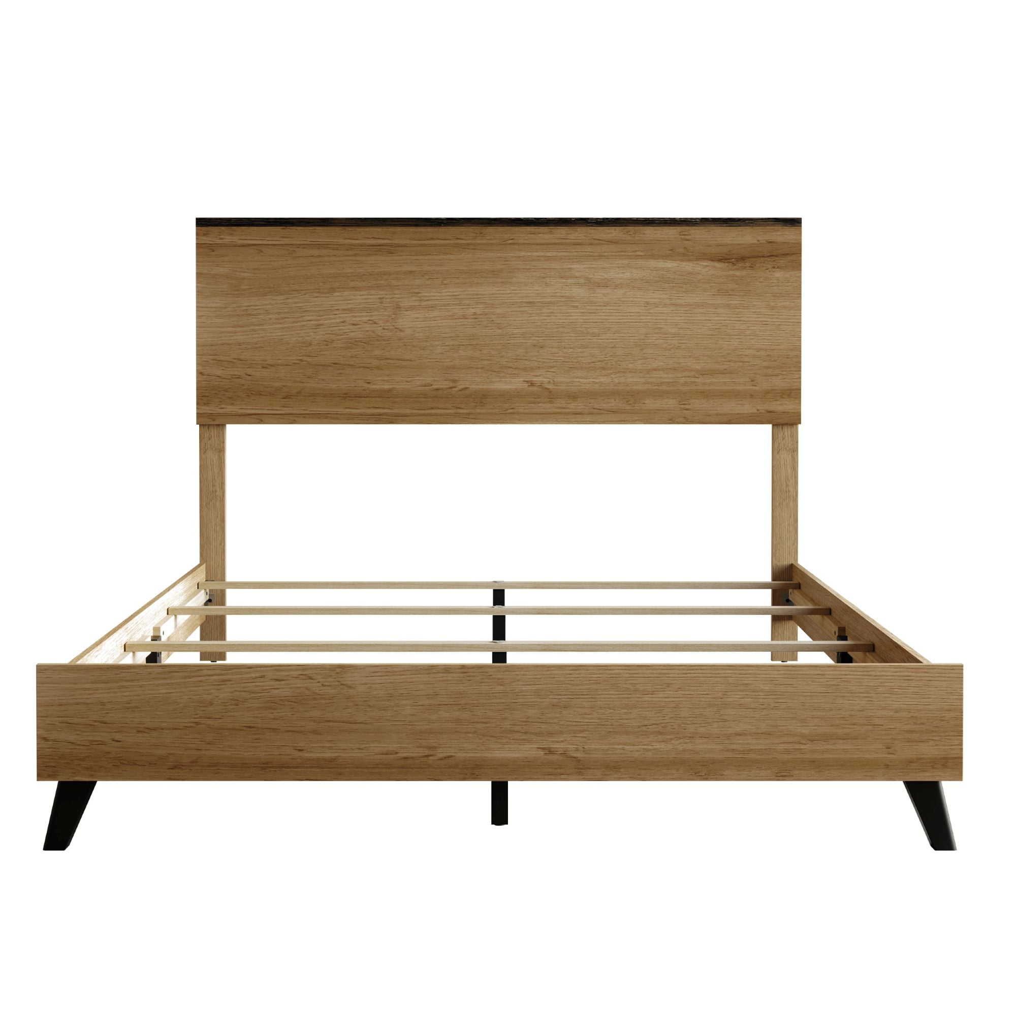 Home Design Emersyn 4-Piece Modern Oak Wood Bedroom Furniture Set-Includes Bed, Dresser, Nightstand, and Chest