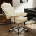 thumbnail image 5 of New Big and Tall Executive Office Chair with Footrest - 500lbs Capacity PU Leather High Back Ergonomic Recliner, Beige Home Office, 5 of 8
