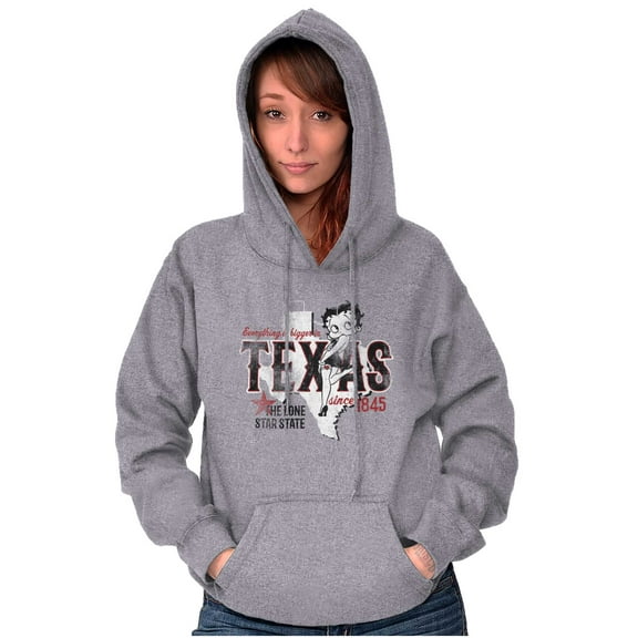 Retro Betty Boop Texas State Outline Women Plus Size Hoodie Brisco Brands 3X