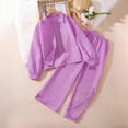 thumbnail image 5 of Girls 2 Piece Matching Set Purple Ribbed Knit, Tween Outfit Button Down Shirt & Wide Leg Pants for Girls 7-12, Casual Big Girls Clothes,Size 11-12 T, 5 of 8