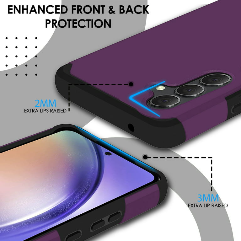 HR Wireless Robust Series Dual Layer Hybrid Case with Ring Holder for Samsung Galaxy Z Flip 3 5G - Purple
