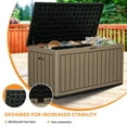 thumbnail image 2 of Uforic 180 Gallon Waterproof Resin Deck Box, Large Outdoor Storage Bin with Divider for Tools, Toys, Cushions, Light Brown, 2 of 5
