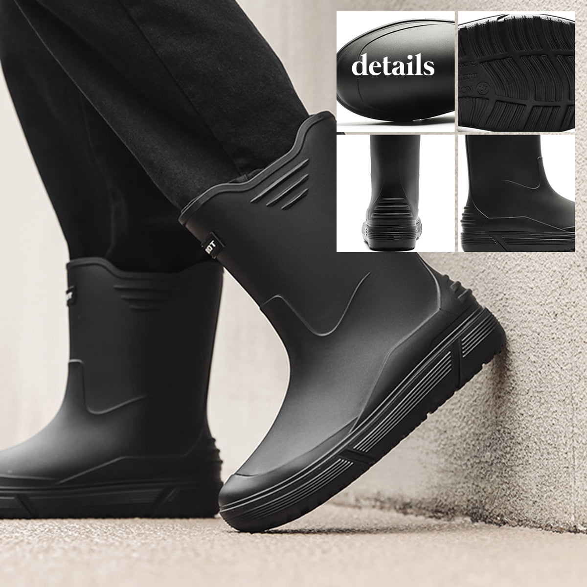 AUXDIQ Rain Shoes Men Mid-calf Boots Waterproof Rain Boots Outdoor Garden Shoes