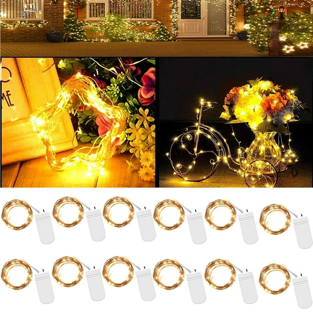 Xihbxyly Guirnalda de Luces Led, Paquete de 12, Funciona con Pilas, Luces de Alambre Multicolor, Diseño Flexible para Bricolaje, Perfecta para Navidad, Fiestas, Bodas y Decoración Del Hogar, Longitud