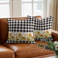 thumbnail image 3 of Farmhouse Sunflowers Throw Pillow Cover Black And White Plaid Linen Texture Cotton Linen Cushion Cover Throw Pillow Case with Invisible Zipper for Couch Sofa Bed Chair Car 18x18 Inch, 3 of 14