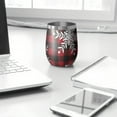 thumbnail image 3 of 12oz Stemless Wine Tumblers Red Christmas Snowflake and Plaid Pattern Vacuum Insulated Stainless Steel Travel Tumbler Cups Mug with Lid and Straw for Champaign,Cocktail,Beer with Cleaning Brush, 3 of 5