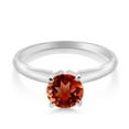 thumbnail image 2 of Gem Stone King 14K White Gold Red Garnet Solitaire Engagement 4-Prong Ring for Women | 1.00 Cttw | Round 6MM | Gemstone January Birthstone (Size 9), 2 of 4