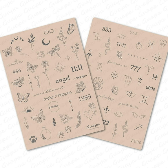 Tattoo Practice Skin Guapa Tiny, 3 unidades con más de 80 diseños de plantillas