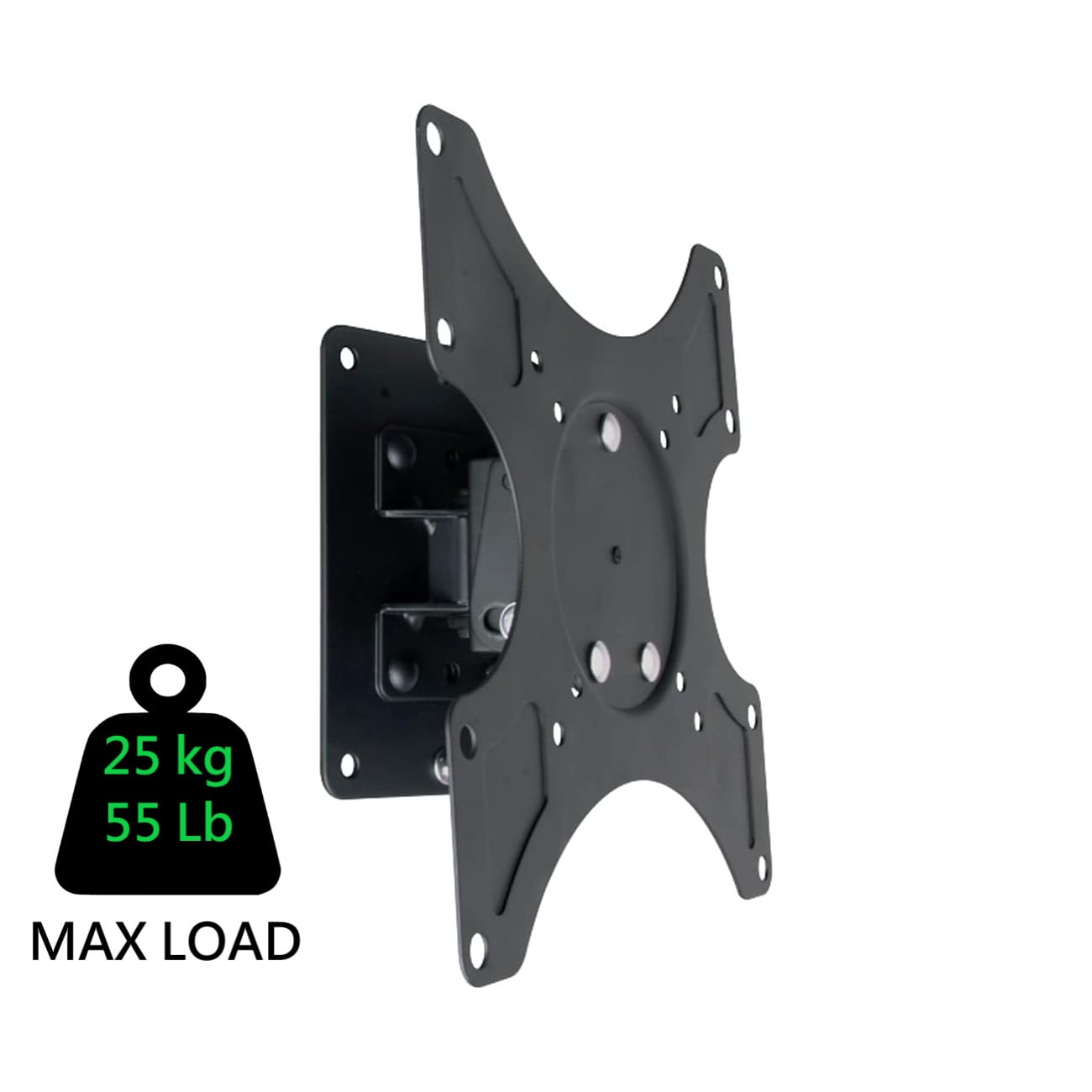 Techly Tilt & Swivel TV Wall Mount for 19" to 37" LCD/LED TVs VESA up to 200x200 mm, Holds up to 25 kg, Black