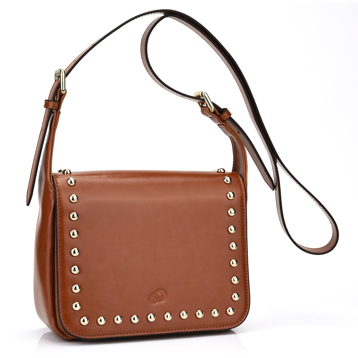 KroO - Women&#39;s Studded Leather Saddle Bag|Crossbody Purse with Adjustable Strap - 0