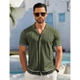 thumbnail image 6 of COOFANDY Mens Button Up Short Sleeve Knit Shirt Resort Wear for Men Vintage Old Money Shirt, 6 of 8