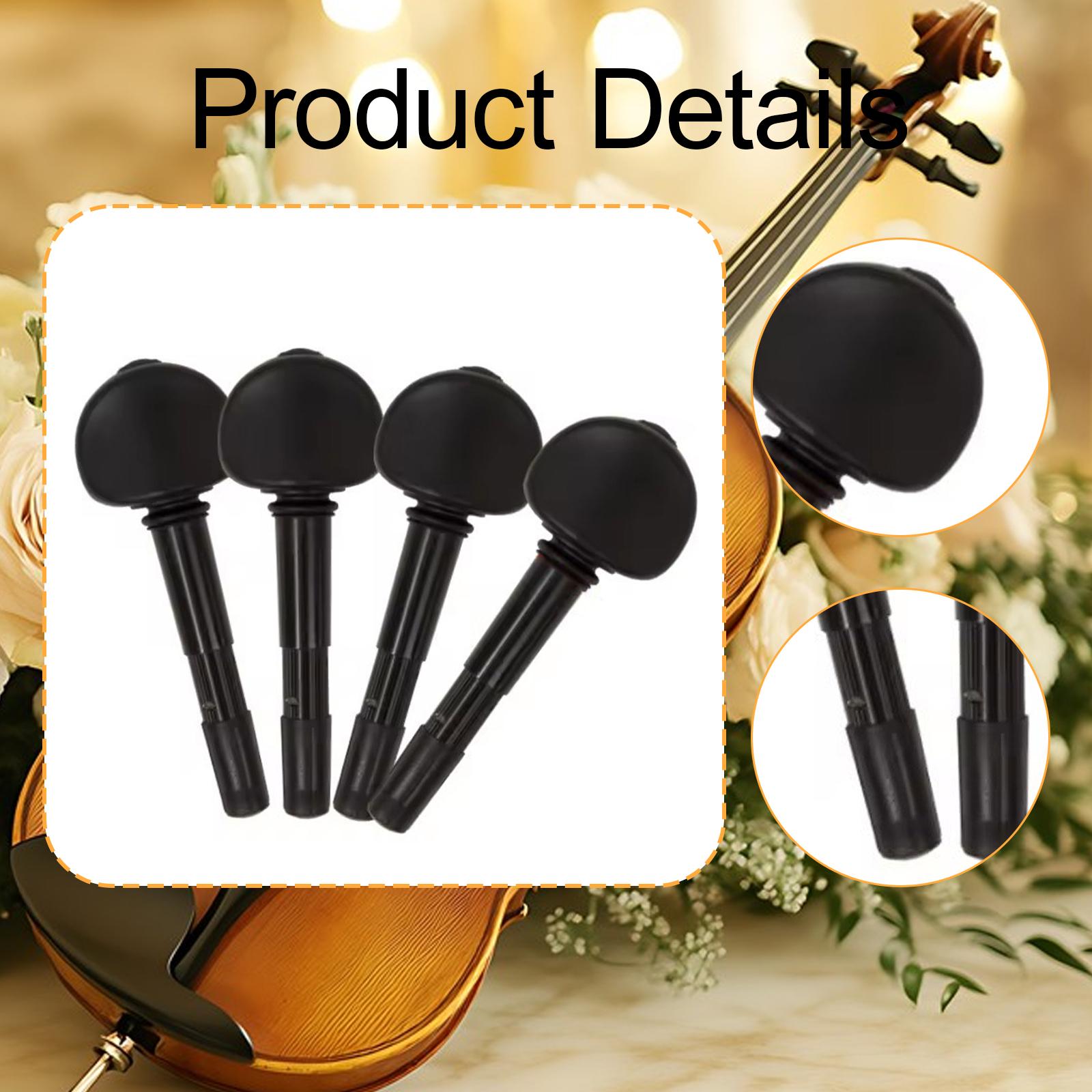 4 Pieces Violin Tuning Pegs Fiddle Musical Instrument ABS Metal Material for Professional Musician Use