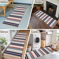 thumbnail image 5 of 2'x6' Rug Runners for Hallways Kitchen, Blue Red Striped Non Slip Entryway Beside Floor Carpet Runner, Modern Stripes Art Farmhouse Washable Laundry Room Bedroom Throw Rugs Mat for Family Pet, 5 of 8