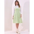 thumbnail image 4 of DARING DIVA Women's Sleeveless Square Neck Plaid A Line Pinafore Dresses M Green, 4 of 5