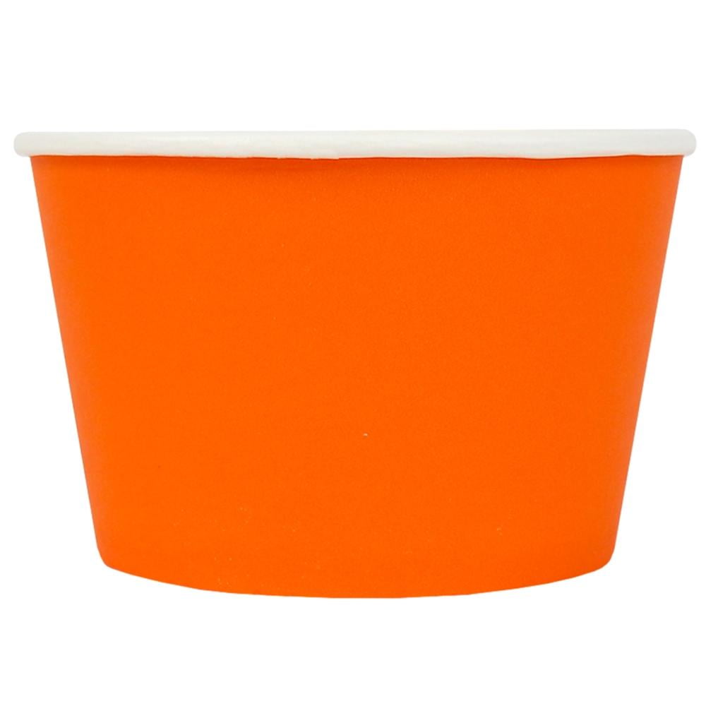 [100 Count] Orange Paper Ice Cream Cups 8 oz EcoFriendly Paper Bowls