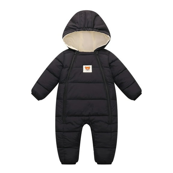BULLPIANO 0-12 Months Baby Boys Girls Winter Snowsuit Toddler Warm Fleece Lining Hooded Romper Infant Zipper Winter Coat Jumpsuit