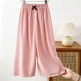 thumbnail image 5 of Girl's Wide Leg Cotton Trousers Elastic High Waist Casual Palazzo Pants Cute Bow Summer Vacation Outfits Comfy Travel Bottoms, 5 of 5