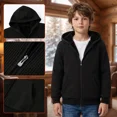 thumbnail image 2 of Pogiun Boys Fleece Jacket Sherpa Lined Zip Up Hoodies for Kids Winter Coat Black 11-12Y, 2 of 6