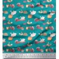 thumbnail image 1 of Soimoi Green Rayon Fabric Rabbit Animal Print Fabric by Yard 42 Inch Wide, 1 of 1