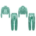 thumbnail image 1 of YONGHS Youth Boys Girls Jazz Hip Hop Dance Costume Metallic Streetwear Bomber Jacket and Sweatpants Set Green 16, 1 of 6