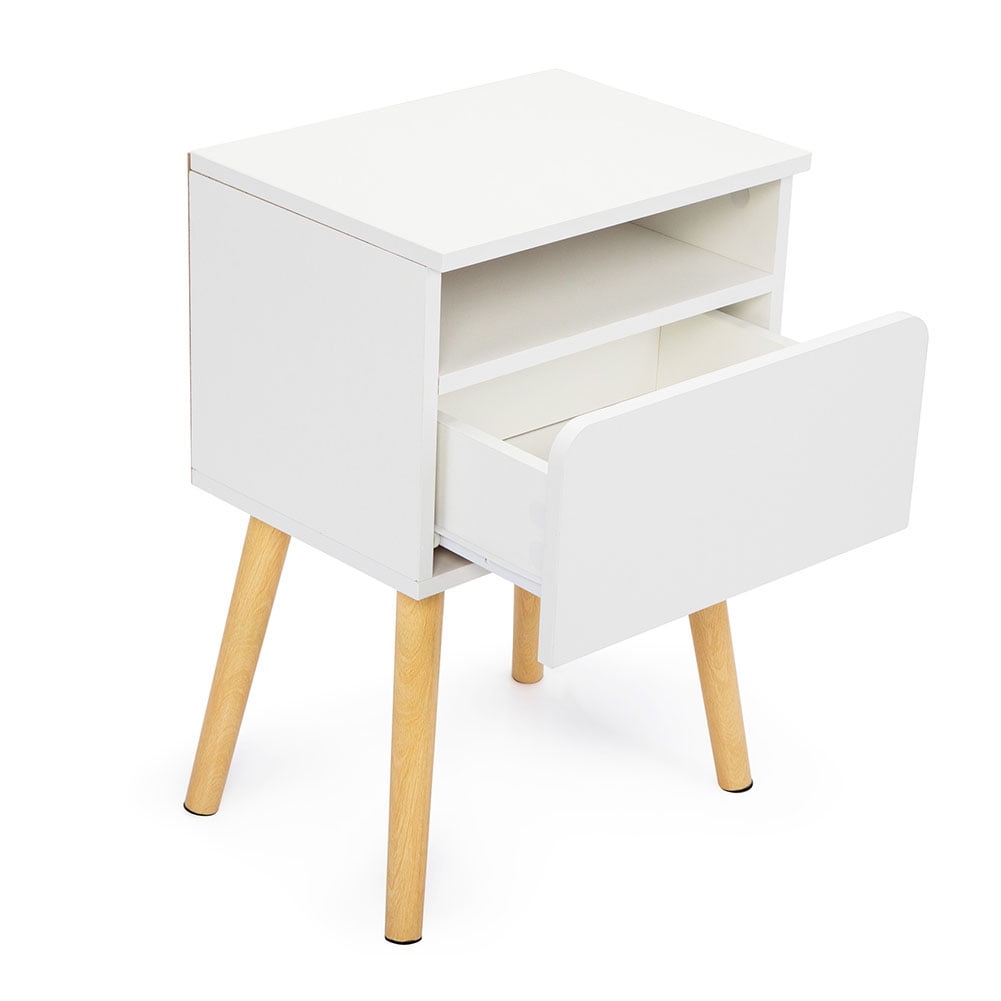 Kadyn Set of 2 Modern wood bedside tables, Bedroom bedside table with Drawer, Bedside Furniture for Living Room, White Kadyn Set of 2 Modern wood bedside tables, Bedroom bedside table with Drawer, Bedside Furniture for Living Room, White