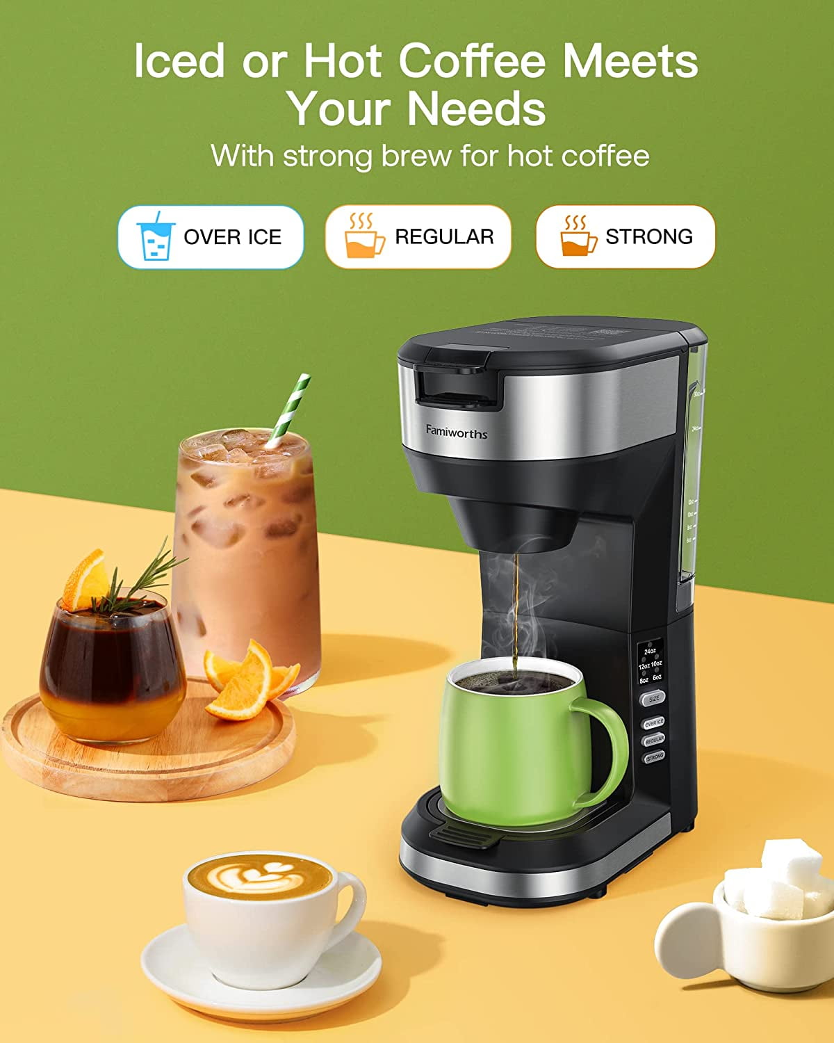 Famiworths Single Serve Coffee Maker K-Cup & Ground Coffee Machine