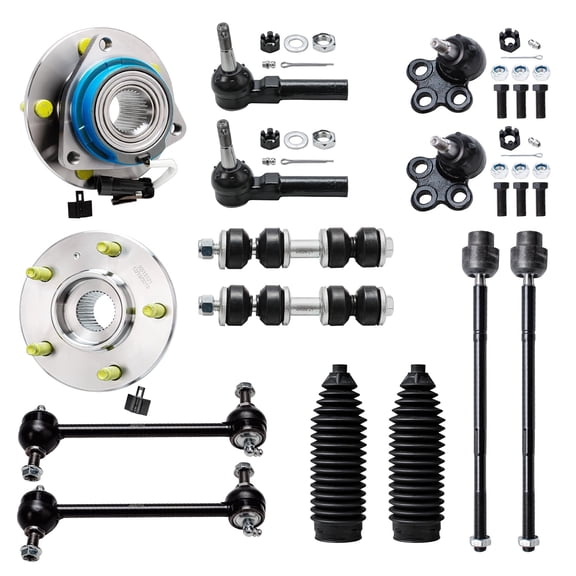 Detroit Axle - FWD 14pc Suspension Kit for Chevy Impala Monte Carlo Pontiac Grand Prix Buick LaCrosse Regal Century, Wheel Bearing Hubs Tie Rods Ball Joints Front Rear Sway Bars Boots Replacement