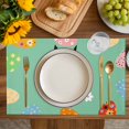 thumbnail image 4 of Spring Easter Placemats Set of 4, Bunny Colorful Eggs Floral Green Placemats for Dining Table, Place Mats for Kitchen Tabletop, Waterproof Wipeable Dining Table Mats Set, 4 of 9