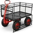 thumbnail image 3 of Acekid 1400 LBS Garden Dump Cart - Removable Sides, 180° Rotating Handle, Metal Wagon, Black, 3 of 8