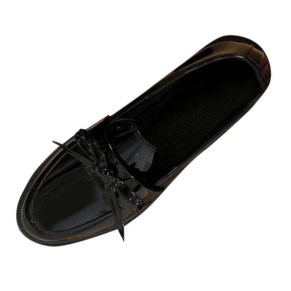 GERsome Womens Loafers Low Chunky Heels Round Toe Slip On Dress Shoes Comfort Business Office Work Shoes, Black Size 7.5