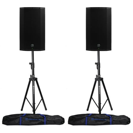 (2) Mackie Thump12A THUMP-12A 12" 1300w Powered DJ PA Speakers+Hydraulic Stands