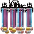 thumbnail image 2 of Medal Holder Sport Football Player Medals Display Stand Wall Mount Hanger Decor Medal Holders for Sports Home Badge 3 Rung Medalist Running Soccer Gymnastics Over 60 Medals Olympic Games, 2 of 8
