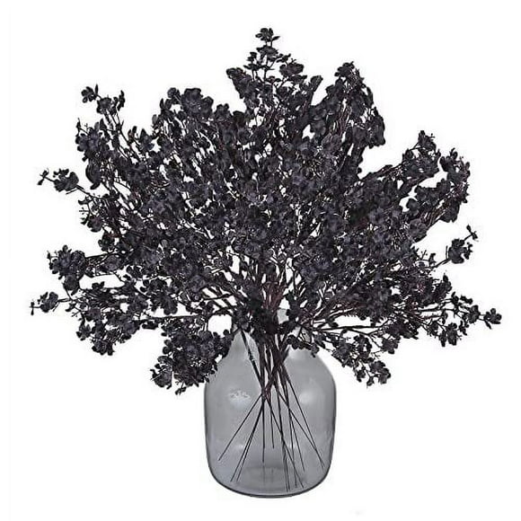 XmhyTop 12 Bundles Fake Flowers Fall Decor Faux Babys Breath Artificial Gypsophila Silk Flowers Bulk Floral Bouquets for Home Bedroom DIY Wedding Party Christmas Decorations(Black)