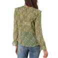thumbnail image 3 of Allegra K Women's Floral Printed Top Long Sleeve Round Neck Ruffle Collar Blouse, 3 of 6