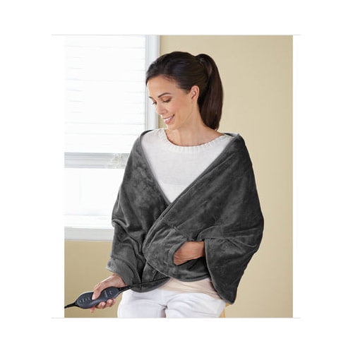 Sunbeam TCRQR-825-00 Premium Luxury Royal Mink Chill-Away Heated Wrap, Slate