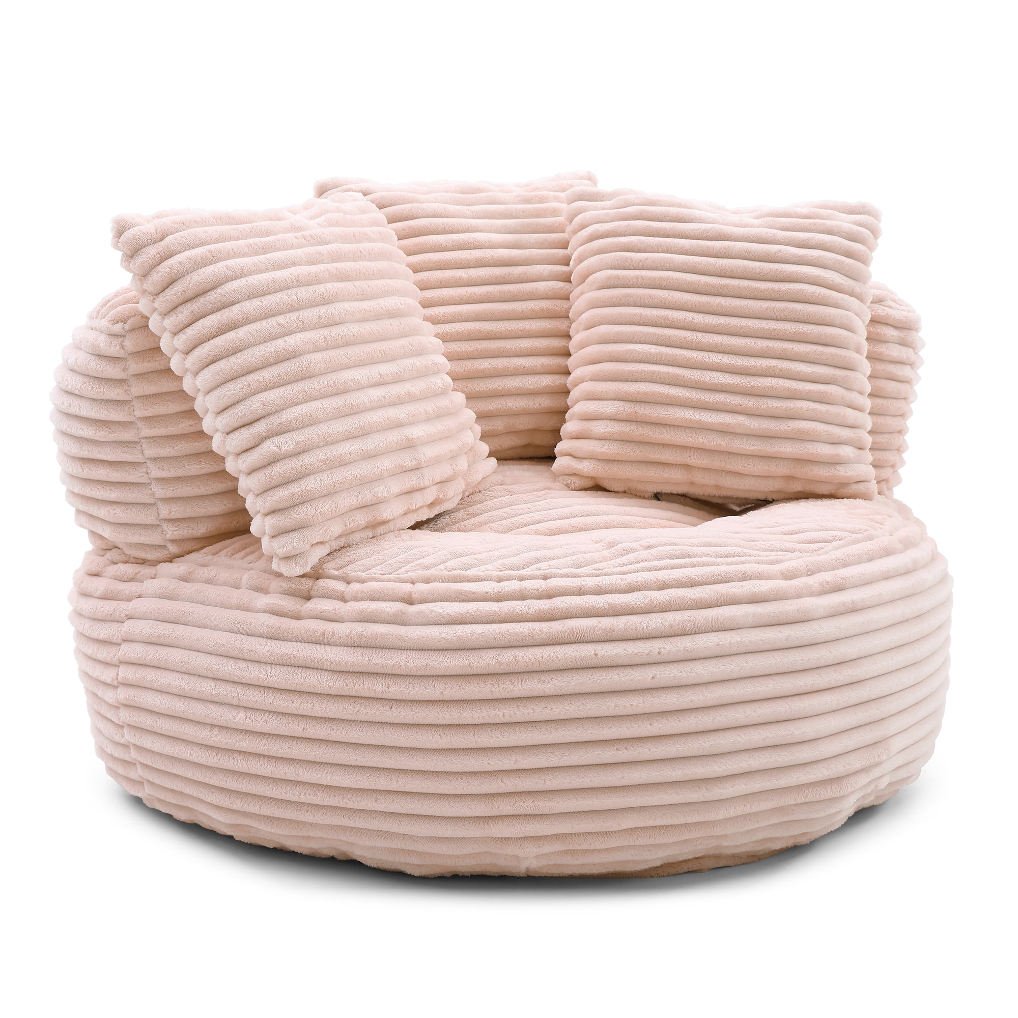 Eyisean 45" Corduroy Giant Bean Bag Chair, Comfy Lazy Sofa with Armrests & 3 Pillows, Oversized Bean Bag Couch with Deep Seat, Lounge Floor Sofa for Adults, Living Room, Bedroom Reading