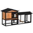 thumbnail image 1 of Black 69" Wooden Rabbit Hutch & Run Box - Outdoor Bunny House Enclosure for Rabbits & Small Animals - Secure, Spacious, Easy-Clean Design, 1 of 7
