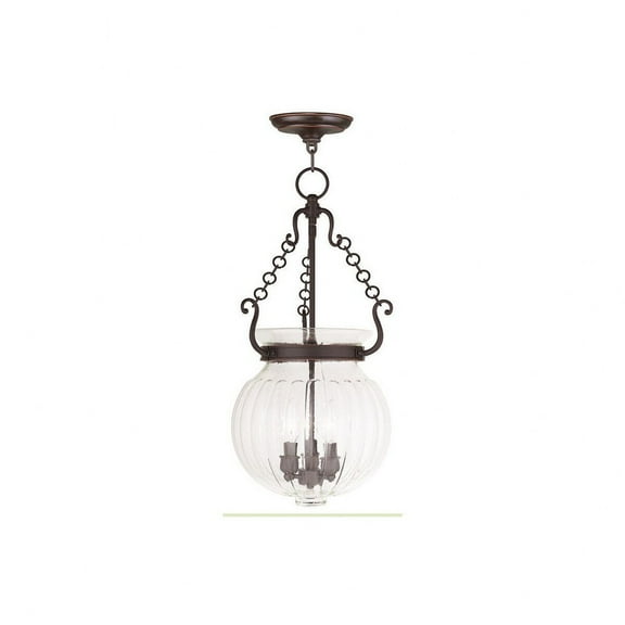 50505-01-Livex Lighting-Everett - 3 Light Pendant in Traditional Style - 12 Inches wide by 23.75 Inches high-Antique Brass Finish