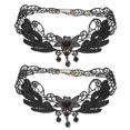 thumbnail image 2 of Here's a refined and engaging product description based on your input:\n\n \n\n**2PCS Black Lace Choker Necklace with Rhinestone Detail – Elegant Gothic, 2 of 5