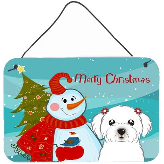 Carolines Treasures BB1828DS812 Snowman With Maltese Wall and Door Hanging Prints