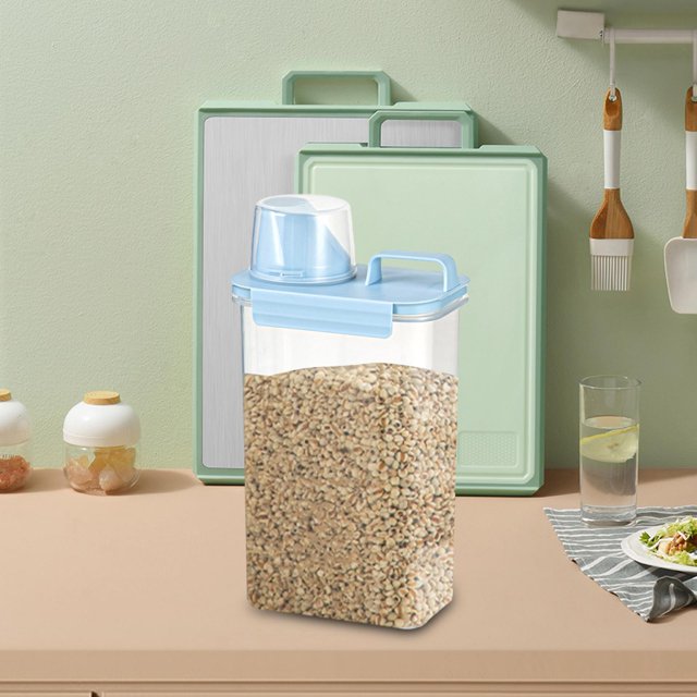 Contenedor de almacenamiento de alimentos transparente, contenedor de almacenamiento transparente para mantenimiento fresco, tarros de almacenamiento cubierta azul BLESIY Recipiente hermético