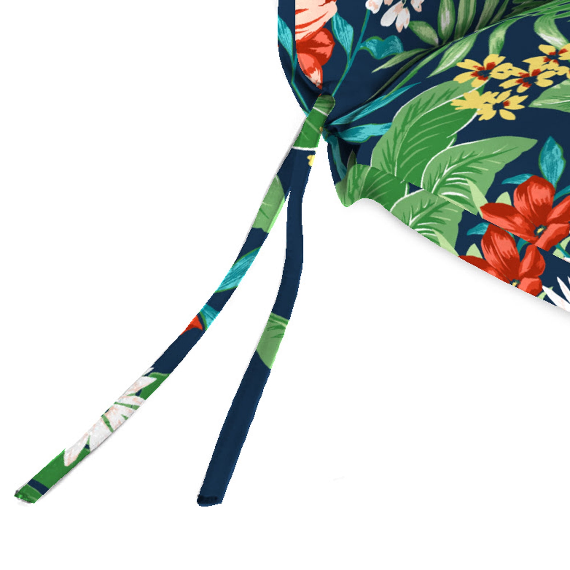Jordan Manufacturing 44" x 22" Natalia Alpine Navy Floral Rectangular Outdoor Chair Cushion with Ties and Hanger Loop
