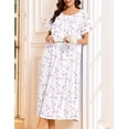 thumbnail image 4 of Ekouaer Cotton Nightgowns for Women Long Night Gown Short Sleeve Sleepdress Victorian Sleepwear Nightdress with Pockets, 4 of 6